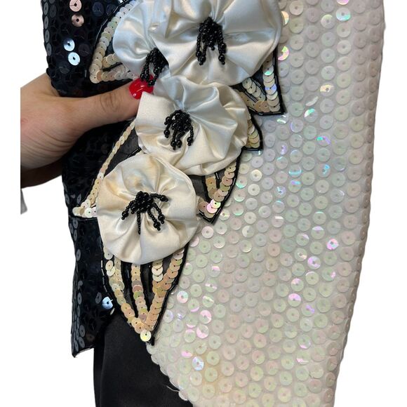 Vintage 80s Alyce Design Prom Sequin Cocktail Dress Black White Cruella de Vil 8 - Picture 16 of 16